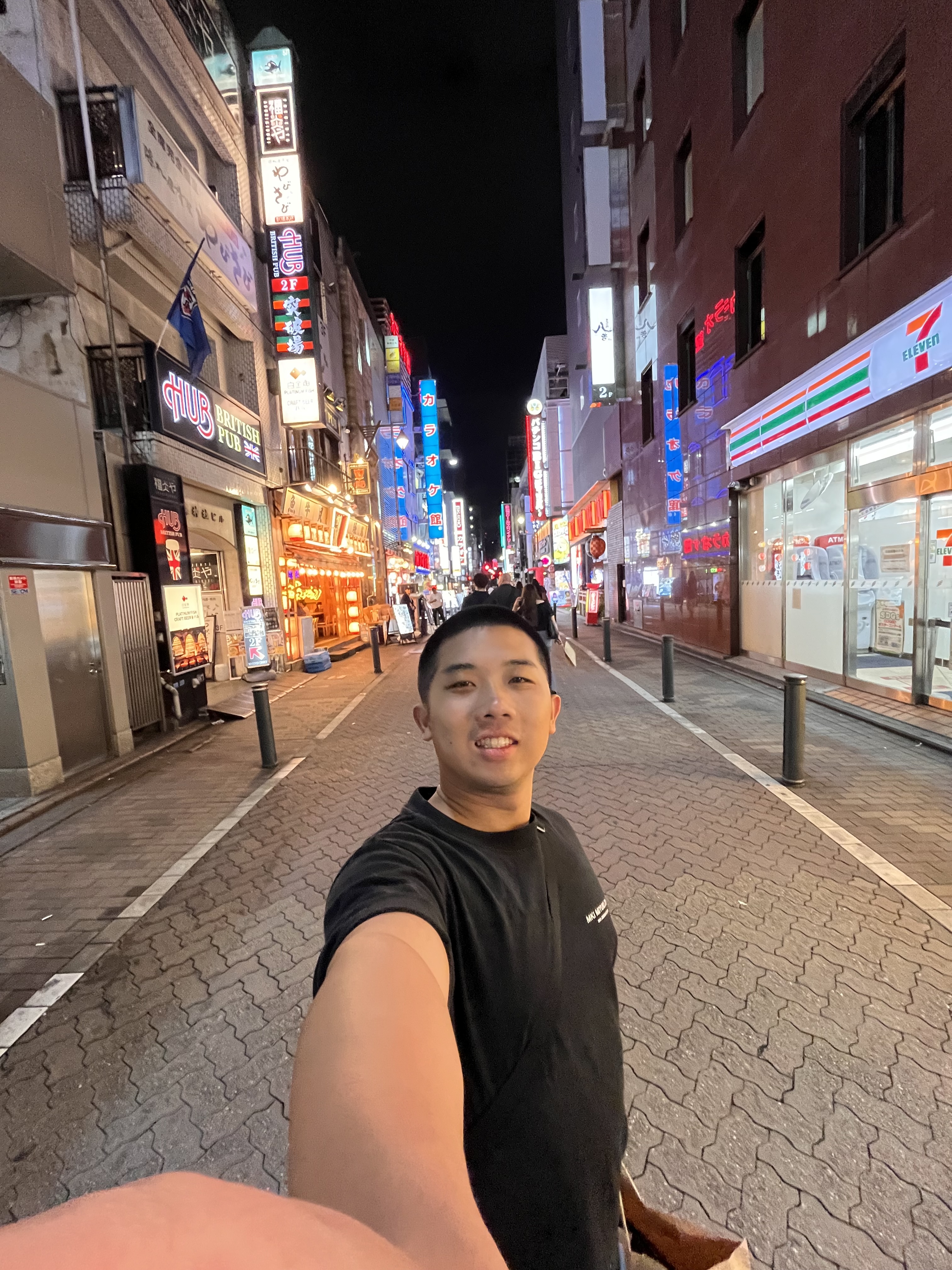 Stephen in Japan at night